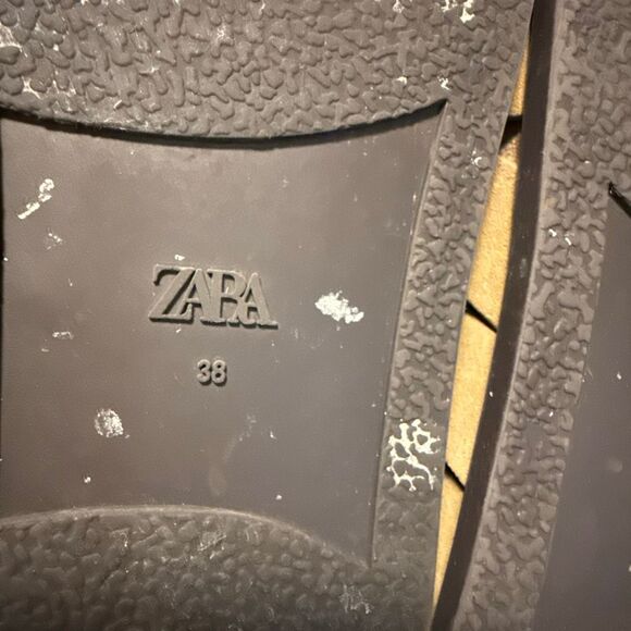 Zara suede cross strap slip on sandals women’s size 38 or 7.5 tan boho hippie Ti - Picture 6 of 7